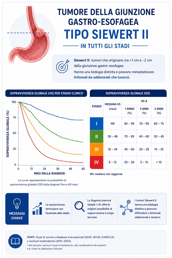 Sopravvivenza dei tumori della giunzione gastroesofagea tipo II di Siewert